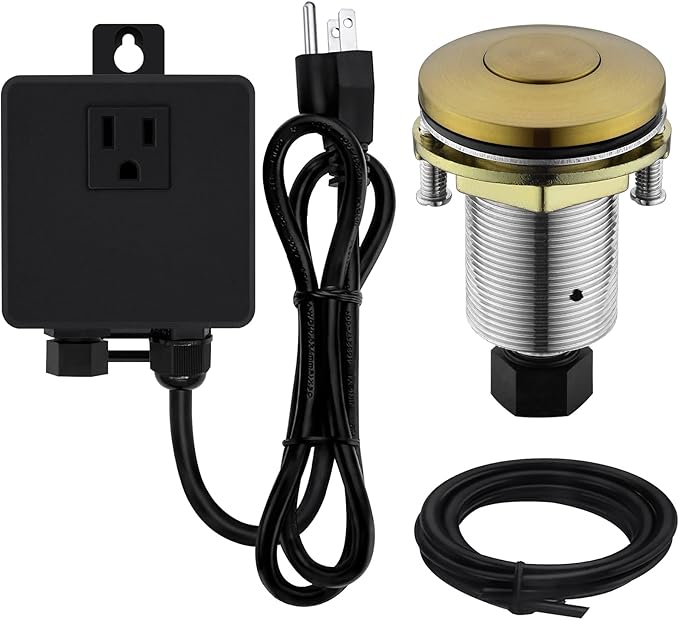 Garbage Disposal SinkTop Air Switch Kit with Stainless Steel Button, Champagne Gold