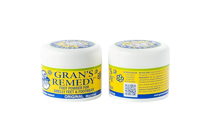 Gran's Remedy Shoe Deodorizer and Foot Powder for Smelly Feet - Effective Shoe Odor Eliminator in Travel Size - Absorbs Sweat and Moisture for Shoes and Feet - Unscented