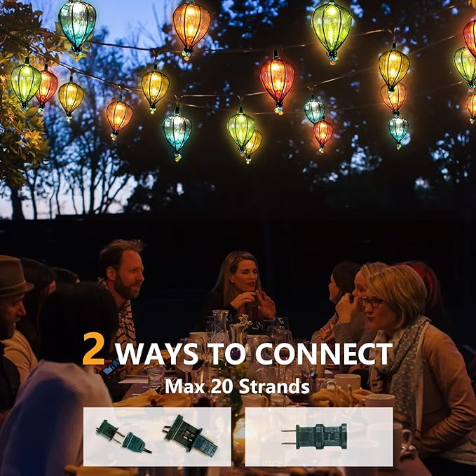 7 Pcs of 11FT Multicolor String Lights with 10 Bulbs, UL Listed Connectable Waterproof Decorative LED Lights Hanging for Backyard Patio, Indoor/Outdoor for Christmas Wedding Party Festival Lighting