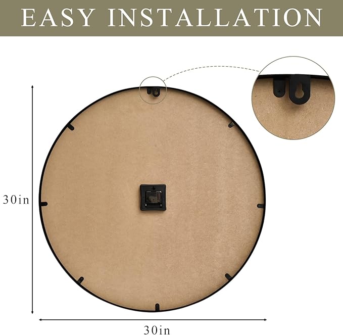 30 Inch Large Wall Clock Farmhouse Style - White Silent Non-Ticking Rustic Decor for Living Room, Kitchen, Bedroom