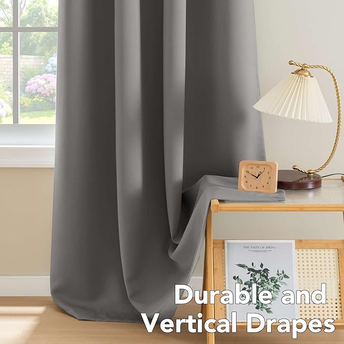 H.VERSAILTEX Blackout Room Darkening Curtains Window Panel Drapes - (Grey Color) - 2 Panels -52 inch Wide by 84 inch Long Solid Pattern, Grommet Top