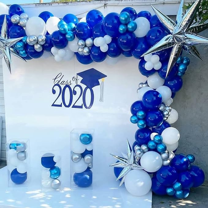 130pcs Royal Blue Balloons Different Sizes 18" 12" 10" 5" Party Latex Balloons for Birthday Graduation Baby Shower Anniversary Nautical Party Decorations