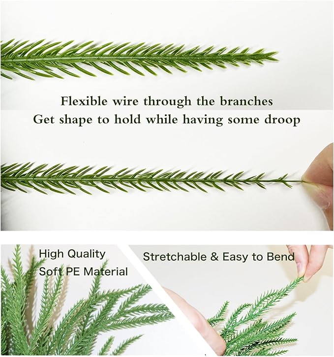 15FT Christmas Garlands Norfolk Pine Garland Real Touch Artificial Faux Greenery Garland for Holiday Indoor Outdoor Decor