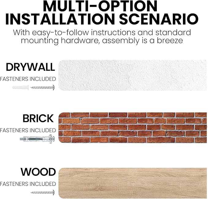 Fun Memories 72 Inch Floating Shelves for Wall, Elm Wood Floating Shelves for Home Décor, Wall-Mounted Display Shelves with Heavy-Duty Bracket, Long Floating Shelf for Kitchen, Living Room, Walnut