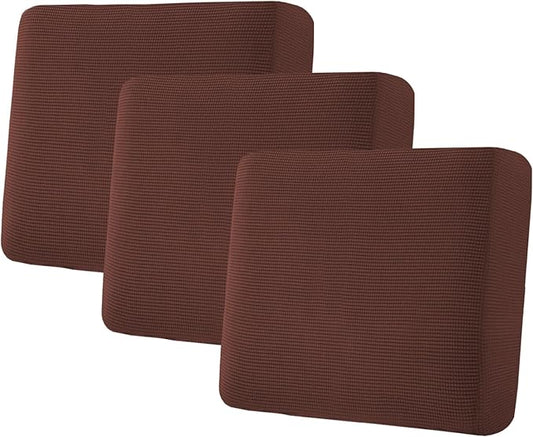 H.VERSAILTEX Super Stretch Individual Seat Cushion Covers Sofa Covers Couch Covers Slipcover Sets Thick Jacquard Textured Twill Fabric (3 Piece XL Sofa Cushion Covers, Burnt Brick)