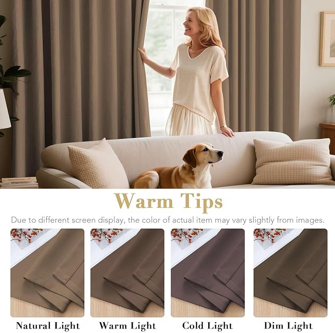 H.VERSAILTEX Blackout Curtains 84 inches Long for Living Room Thermal Insulated Room Darkening Window Treatment Panels Drapes Light Reducing Curtains for Bedroom, 2 Panels, 52" W x 84" L, Macchiato