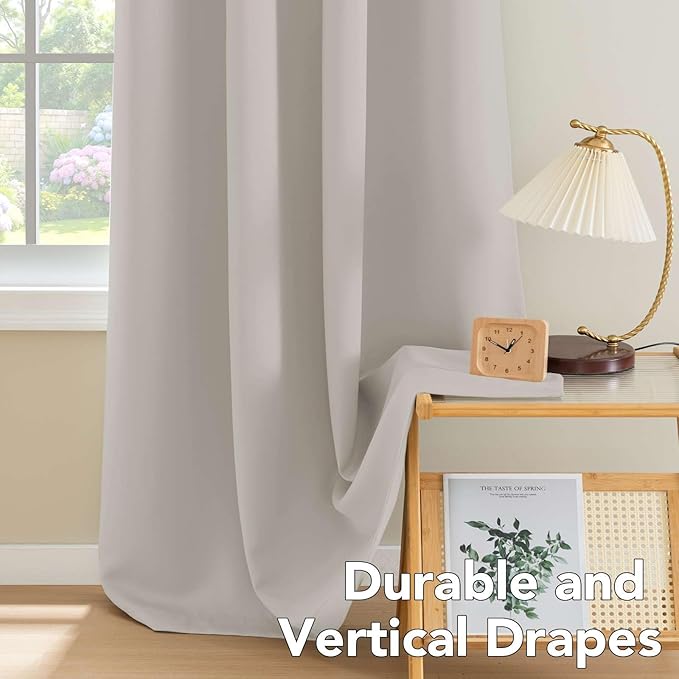 H.VERSAILTEX Premium Blackout Thermal Insulated Room Darkening Curtains for Bedroom/Living Room - Classic Grommet Top (2 Panels, Stone, 52 Inch by 96 Inch)