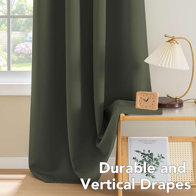 H.VERSAILTEX Blackout Curtains 84 inches Long for Living Room Thermal Insulated Room Darkening Window Treatment Panels Drapes Light Reducing Curtains for Bedroom, 2 Panels, 52" W x 84" L, Olive