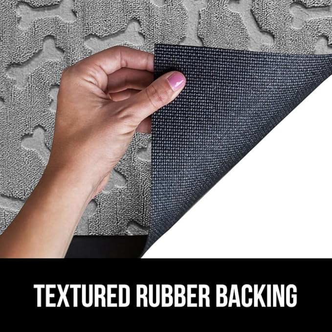 GORILLA GRIP 100% Waterproof All-Season WeatherMax Doormat, US Designed Natural Rubber, Stain and Fade Resistant, Low Profile Indoor Outdoor Door Mats, Easy Clean Patio Mat, 17x29, Light Gray Bones