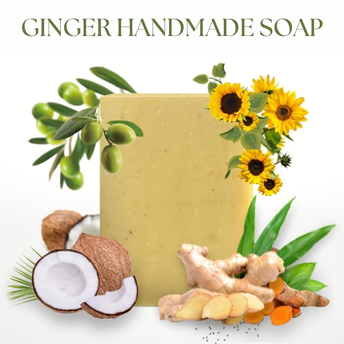 Ginger Soap Lymphatic Drainage Pack 6 - Anti-Cellulite Skin Tightening - Natural Ingredients Detox Soaps for Deep Clean Shower, Detoxification, Rejuvenating