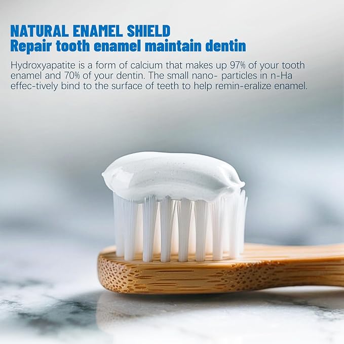 7.5% Nano Hydroxyapatite Toothpaste 2Packs (Fluoride-Free), Helps Remineralize, Protects Enamel, Strengthens Tooth, Dentist-Recommended for Sensitive Teeth & Kids, Refresh Mint Whitening Toothpaste