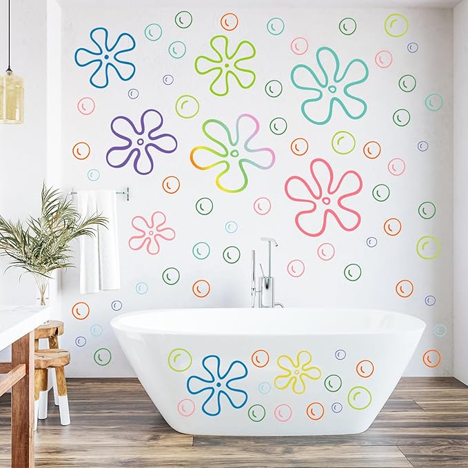 187PCS Flower Bubbles Wall Decals Under The Sea Birthday Party Decorations Ocean Wall Stickers Wall Decor for Bathroom Nursery Bedroom Home Classroom Car