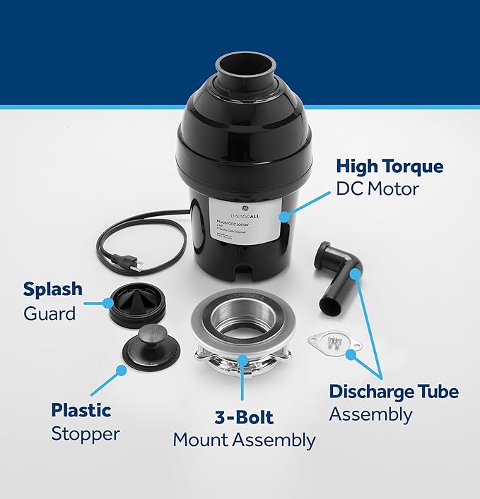 GE GFC1065W Disposer, Black