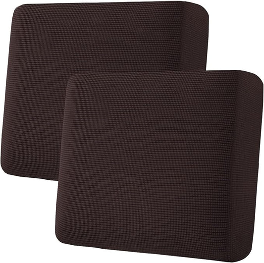 H.VERSAILTEX Super Stretch Individual Seat Cushion Covers - Thick Jacquard Textured Twill Fabric (2 Piece Large Sofa Cushion Covers, Chocolate)