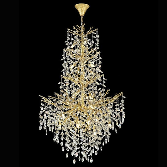 H61'' Modern Gold K9 Crystal High Ceiling Chandeliers, 23-Lights Staircase Chandeliers,Luxury Large Crystal Tree Branch Chandelier, D40'' Foyer Chandelier,For Living Room,Entryway,Dining Room