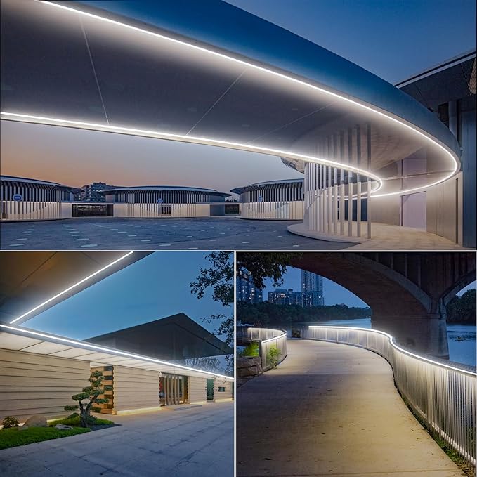 GZBtech Flexible LED Neon Rope Lights 66FT,AC 110-120V Waterproof Strip Light, 120 LEDs/M Cuttable Connectable Neon Lighting for Indoor Outdoor Home Decor/Commercial Building Use-Cold White 20M