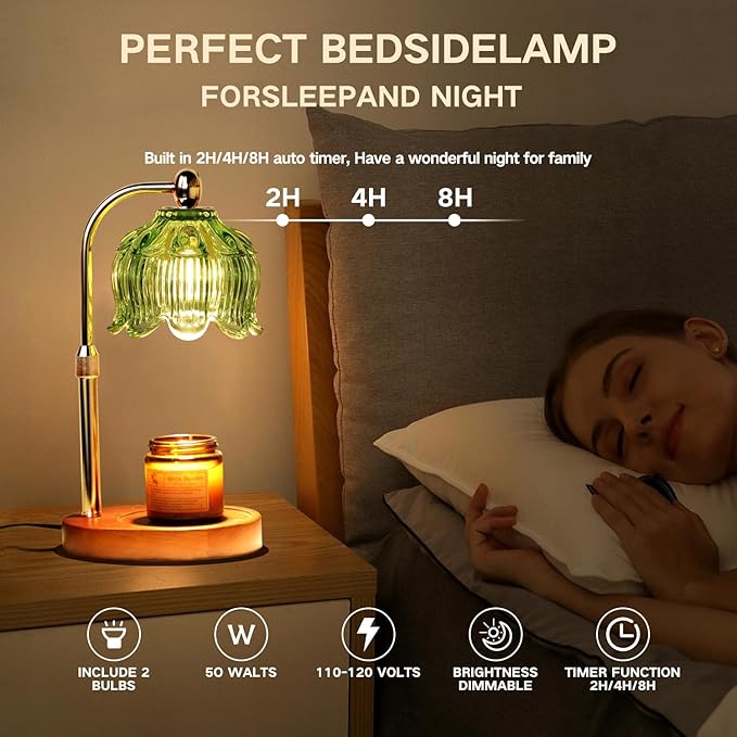 GEEZO Fragrance Candle Warmer Lamp，Electric Candle Warmer with Timer & Dimmer，Mom Christmas Birthday Gifts for Women, House Warming Gifts New Home Bedroom Decor