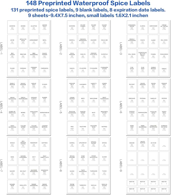 Glass Spice Jars with Bamboo Lids - 20 Pcs Thicken(2.4mm) 6oz Airtight Seasoning Containers with 131 Waterproof Minimalist Spice labels Preprinted - Small herb Jars for Pantry Organization and Storage