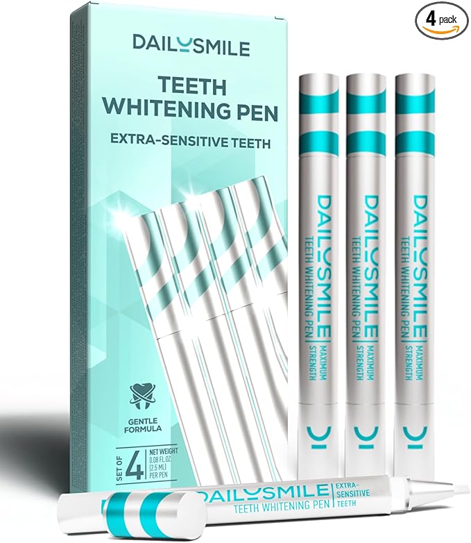 Teeth Whitening Pen, Gentle Teeth Whitening Gel for Sensitive Teeth, Tooth Whitener Kit, Effective Whitening Gel for Tooth Stains, Natural Instant Smile Whitening, Bright White Teeth-04 PK