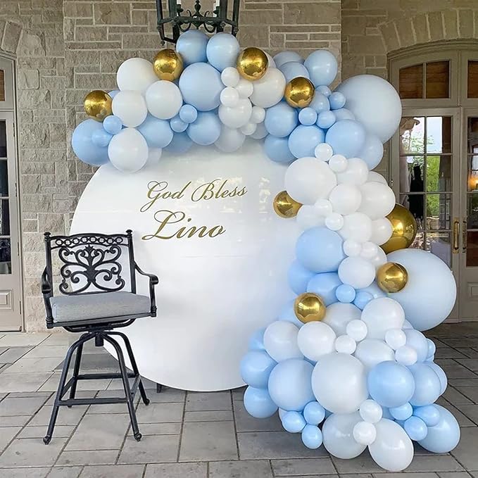 130pcs Light Blue Balloons Different Sizes 18" 12" 10" 5" Baby Blue Balloons for Boys Girls Birthday Baby Shower Gender Reveal Wedding Children's Day Decorations