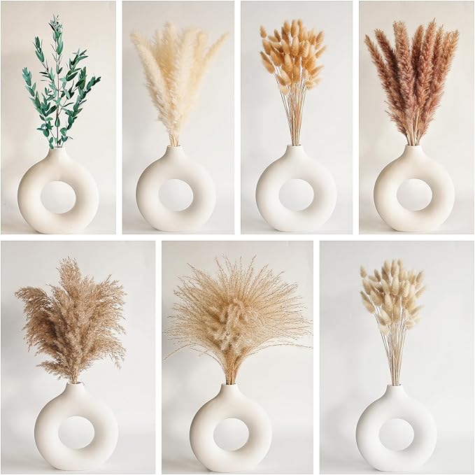 123 PCS Dried Flower Bouquet – Pampas Grass, Floral Decor for Home, Wedding, and Boho Style | Perfect for Vases, Fall, Spring, Summer, and Winter Arrangements