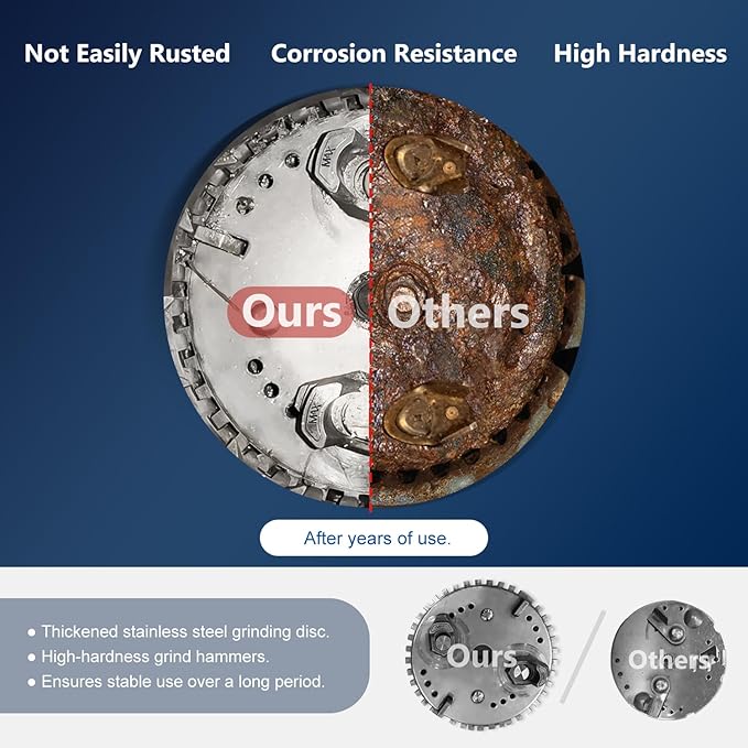 Garbage Disposal 1/2 HP Easy install Quiet with Stopper Power Cord, Kitchen sink Food Waste Disposer Continuous Feed, Stainless Steel Grind Half Horsepower AC Motor Unit (MAX-3)