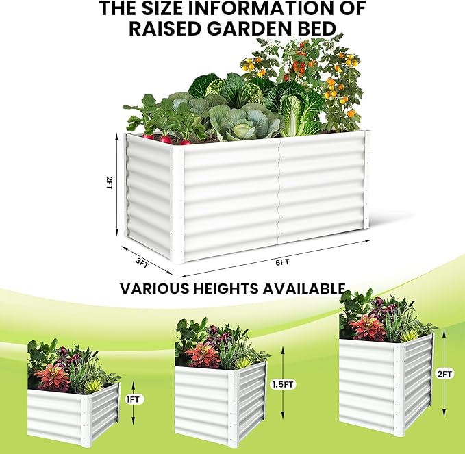 Large Outdoor Planter Boxes Kit Set of 2,6x3x2ft Galvanized Raised Bed Planter with Open-Ended Base Design, Elevated for Outdoor Plants, Durable Raised Bed for Gardening,Green