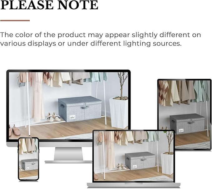 GRANNY SAYS Fabric Storage Bin with Lid, Decorative Storage Box, Extra Large Storage Baskets, Closet Organizer, Gray, 1-Pack