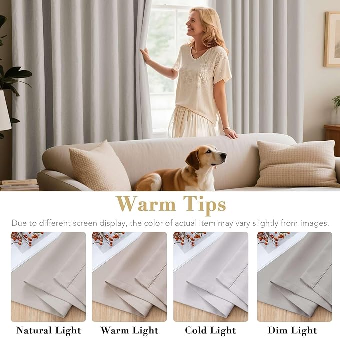 H.VERSAILTEX Premium Blackout Thermal Insulated Room Darkening Curtains for Bedroom/Living Room - Classic Grommet Top (2 Panels, Stone, 52 Inch by 84 Inch)