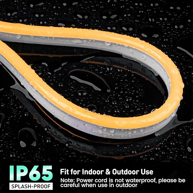 GZBtech Flexible LED Neon Rope Lights 50FT,AC 110-120V Waterproof Strip Light, 120 LEDs/M Cuttable Connectable Neon Lighting for Indoor Outdoor Home Decor/Commercial Building Use-Amber 15M