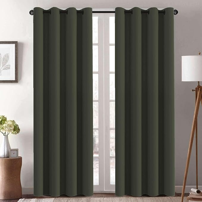 H.VERSAILTEX Blackout Curtains 84 inches Long for Living Room Thermal Insulated Room Darkening Window Treatment Panels Drapes Light Reducing Curtains for Bedroom, 2 Panels, 52" W x 84" L, Olive
