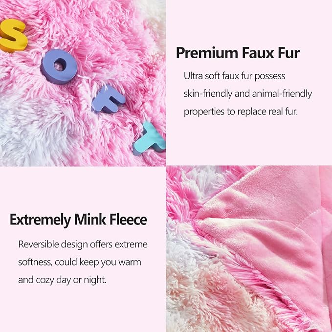 GONAAP Fuzzy Faux Fur Throw Blanket Tie-dye Rainbow Super Soft Cozy Plush Fuzzy Shaggy Blanket for Couch Sofa Bed (Tie-dye Rainbow, Throw(50"x60"))