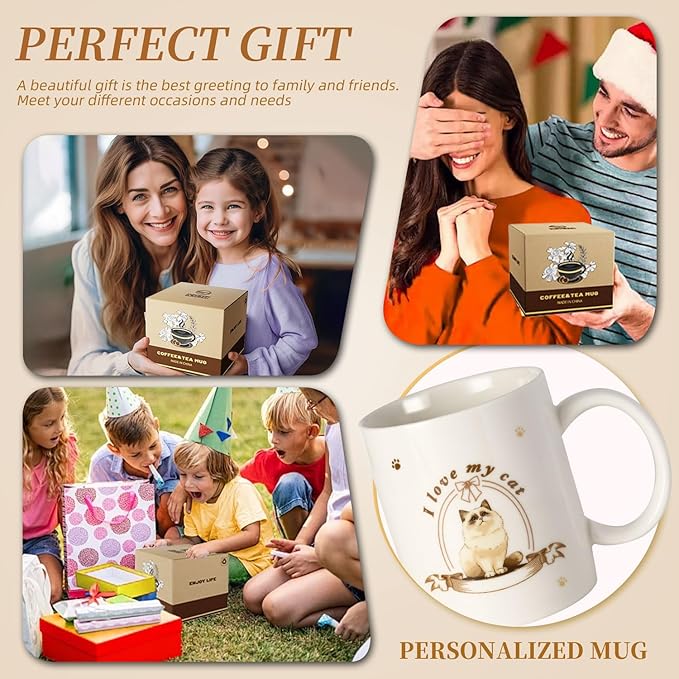 12Oz Cute Ragdoll Cat White Ceramic Mug, Mug for Daily Coffee and Tea, Lead-free Microwave and Dishwasher Safe Coffee Mug, Perfect gifts for Cat Lovers