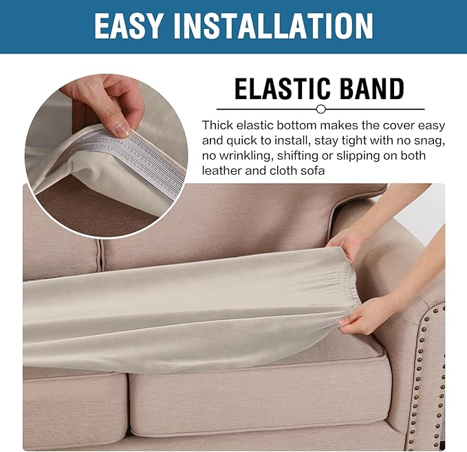 H.VERSAILTEX Velvet Stretch Individual Couch Cushion Cover Plush Cushion Slipcover for Loveseat Sofa Cushion Furniture Protector Seat Cushion Sofa Cover (1 Piece Sofa Cushion Cover, French Oak)