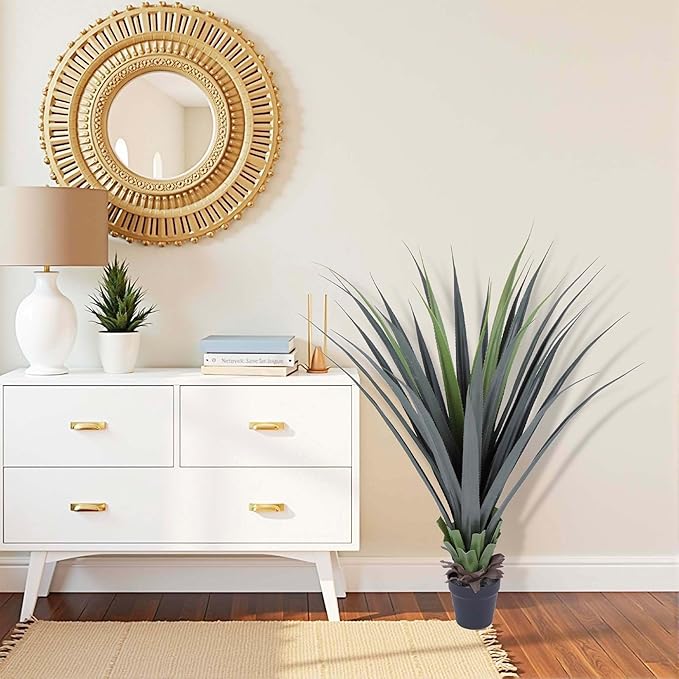 44inch Artificial Agave Plant Potted Plants Fake Agave Plant for Home Office Garden Indoor Outdoor Decoration (2PACK)