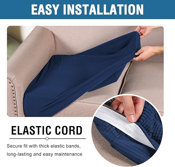 H.VERSAILTEX Super Stretch Stylish Cushions Covers/Furniture Cover Spandex Jacquard Small Checked Pattern Super Soft Slipcover Washable Individual