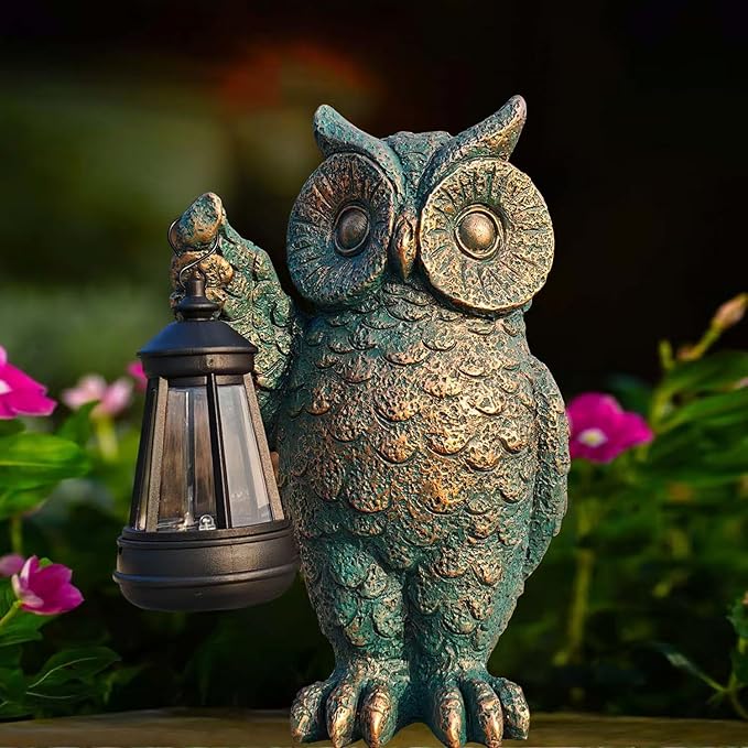 Garden Statues Outdoor, owl Figurines Decorated with Solar Lights, Unique Christmas Birthday Gifts for Moms, Grandmas, Women, Wives, Sisters