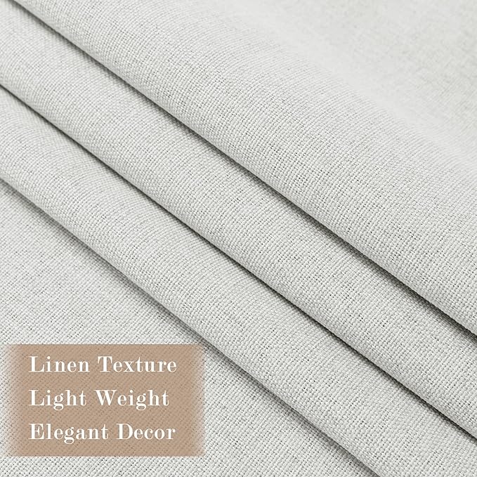 70" W x 108" L Faux Linen Room Divider Curtains, Full Blackout Pinch Pleated Drapes for Traverse Rod, Bedroom Divider Privacy Drapery with Hooks for Ceiling Track, 1 Panel, Greyish White