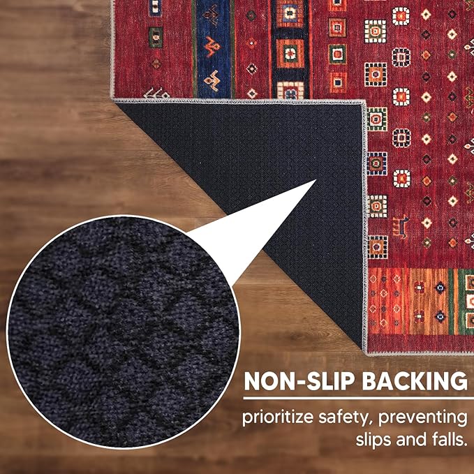 Keen Home Design 9x12 Rug - Machine Washable Area Rug with Non-Slip Backing, Ideal for Living Room, Dining Room, Bedroom - Vintage, Easy Clean, Durable, Low Pile Rug - (9' x 12')