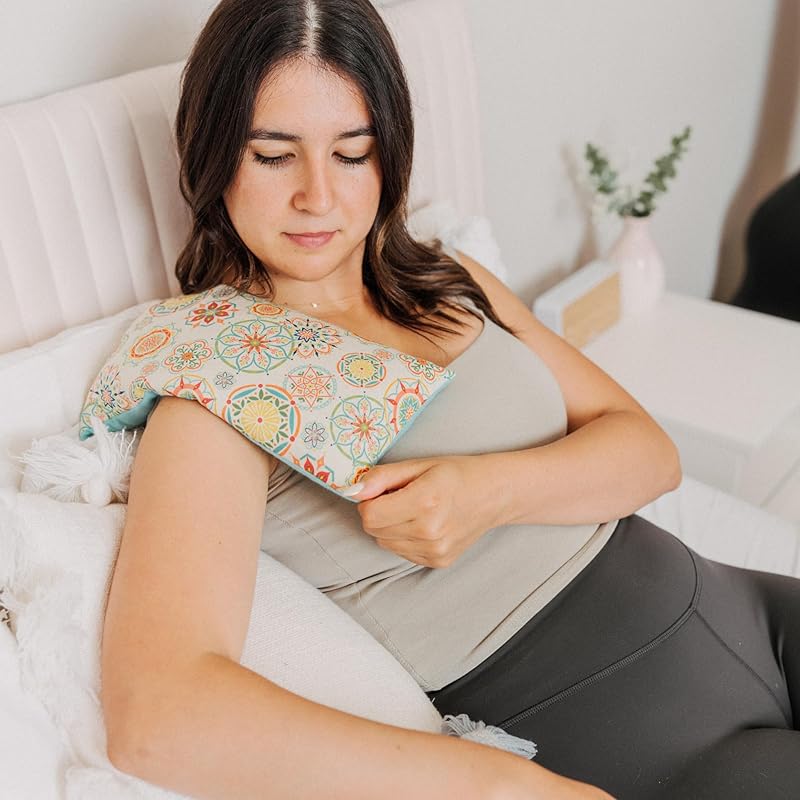 Large Microwave Heating Pad with Flax Seed, Scented or Unscented, Good For Back Pain or Cramps, Moist Heat Therapy or Ice Pack, Microwavable Bean Bag, 6" x 12" (Red and Black, Lavender & Chamomile)