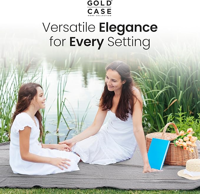 Gold Case Throw Blanket for Couch – 100% Recycled Turkish Cotton Blankets & Throws – Elegant Decorative Throw Blankets for Living Room Sofa – Woven Throws for Couch – Aqua – 60x80