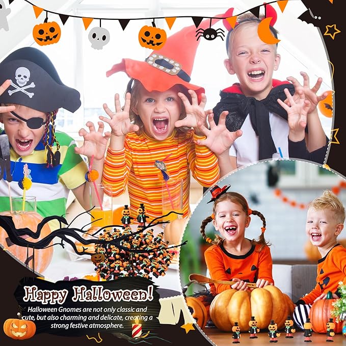 50 Pcs Halloween Mini Figurines Tiny Pumpkin Figures to Hide and Seek Rubber Wizard Miniatures Ornaments Gifts for Halloween Party Favors Table Decorations(Pumpkin)