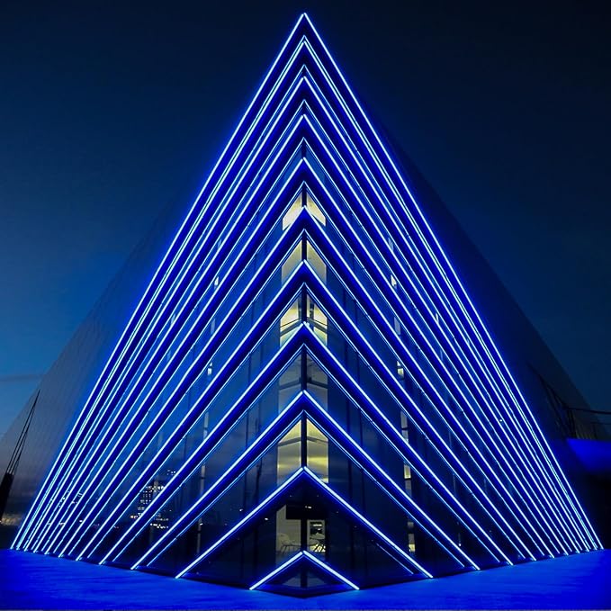 GZBtech Flexible LED Neon Rope Lights 66FT,AC 110-120V Waterproof Strip Light, 120 LEDs/M Cuttable Connectable Neon Lighting for Indoor Outdoor Home Decor/Commercial Building Use-Blue 20M