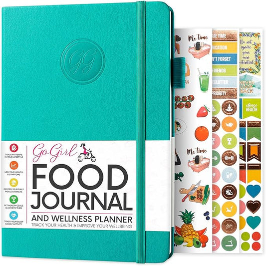 GoGirl Food Journal & Wellness Planner –– Diet & Fitness Diary – Nutrition Journal with Meal, Exercise & Weigh Loss Tracker, A5 (Turquoise)