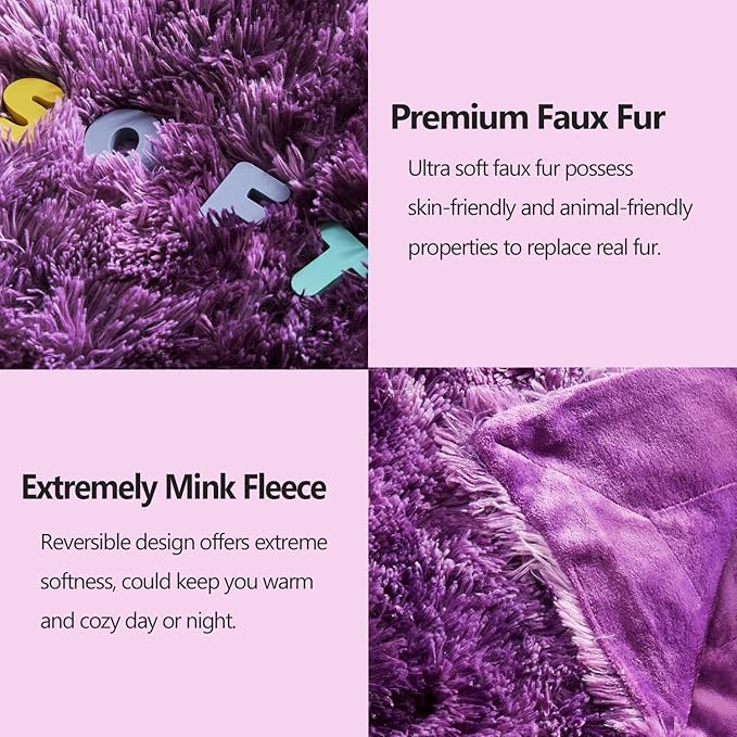 GONAAP Fuzzy Faux Fur Throw Blanket Tie-dye Violet Purple Super Soft Cozy Plush Fuzzy Shaggy Blanket for Couch Sofa Bed (Tie-dye Violet Purple, Throw(50"x60"))