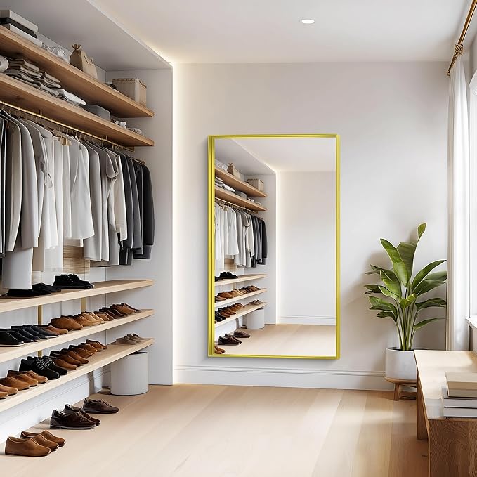 Gold Bathroom Mirror, 36x60 Inch Rectangular Deep Frame Mirror, Large Wall Mounted Bathroom Vanity Mirror Over Sink for Bedroom,Restroom, Living Room, Hangs Vertically or Horizontally