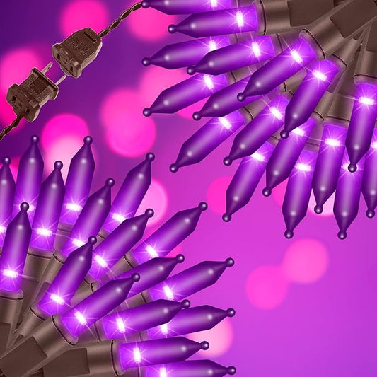 100LIGHTS Purple Extra-Bright with End Connectors Halloween Decorative Lights 5.98m UL Certified Mini String Light Set Waterproof for Halloween Home Garden Christmas Tree Party Patio Wedding