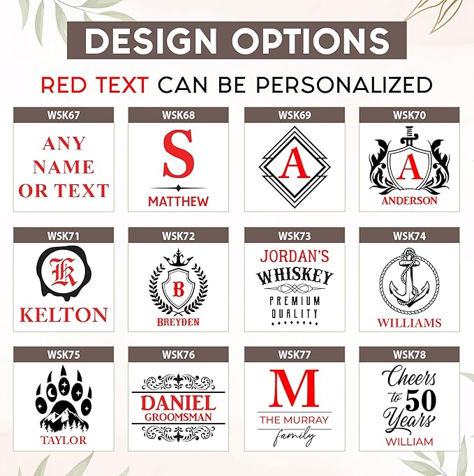 Personalized Rectangle Whiskey Decanter Set for Men 700ml Luxury Gift for Dad, Him, Boyfriend - Liquor Decanters with 2 or 4 Glasses for Birthday, Retirement, Weddings - 24 Engraved Design Options