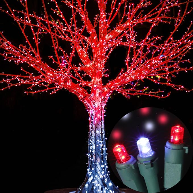 100 Count RED and White - String Lights - 21.6FT LED Christmas Lights, Mini led Lights for Indoor Outdoor Home Holiday Party Wedding Independence Day Decoration