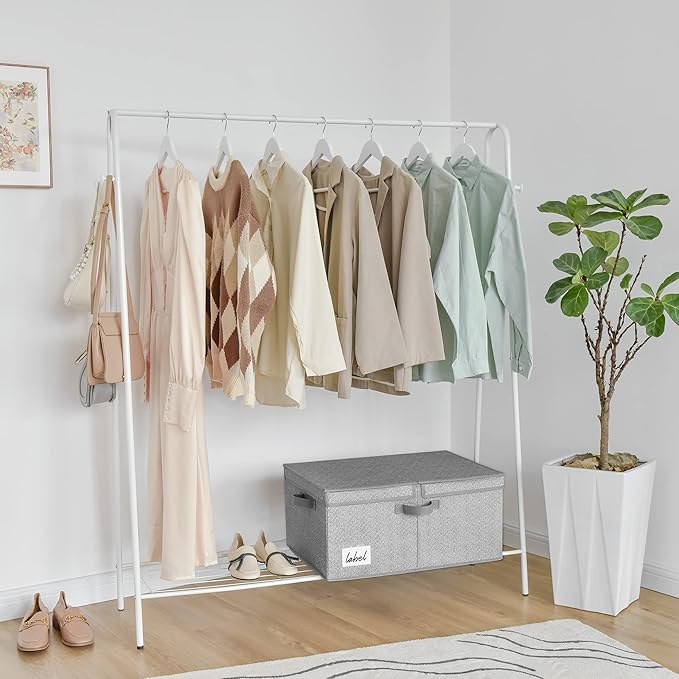 GRANNY SAYS Fabric Storage Bin with Lid, Decorative Storage Box, Extra Large Storage Baskets, Closet Organizer, Gray, 1-Pack